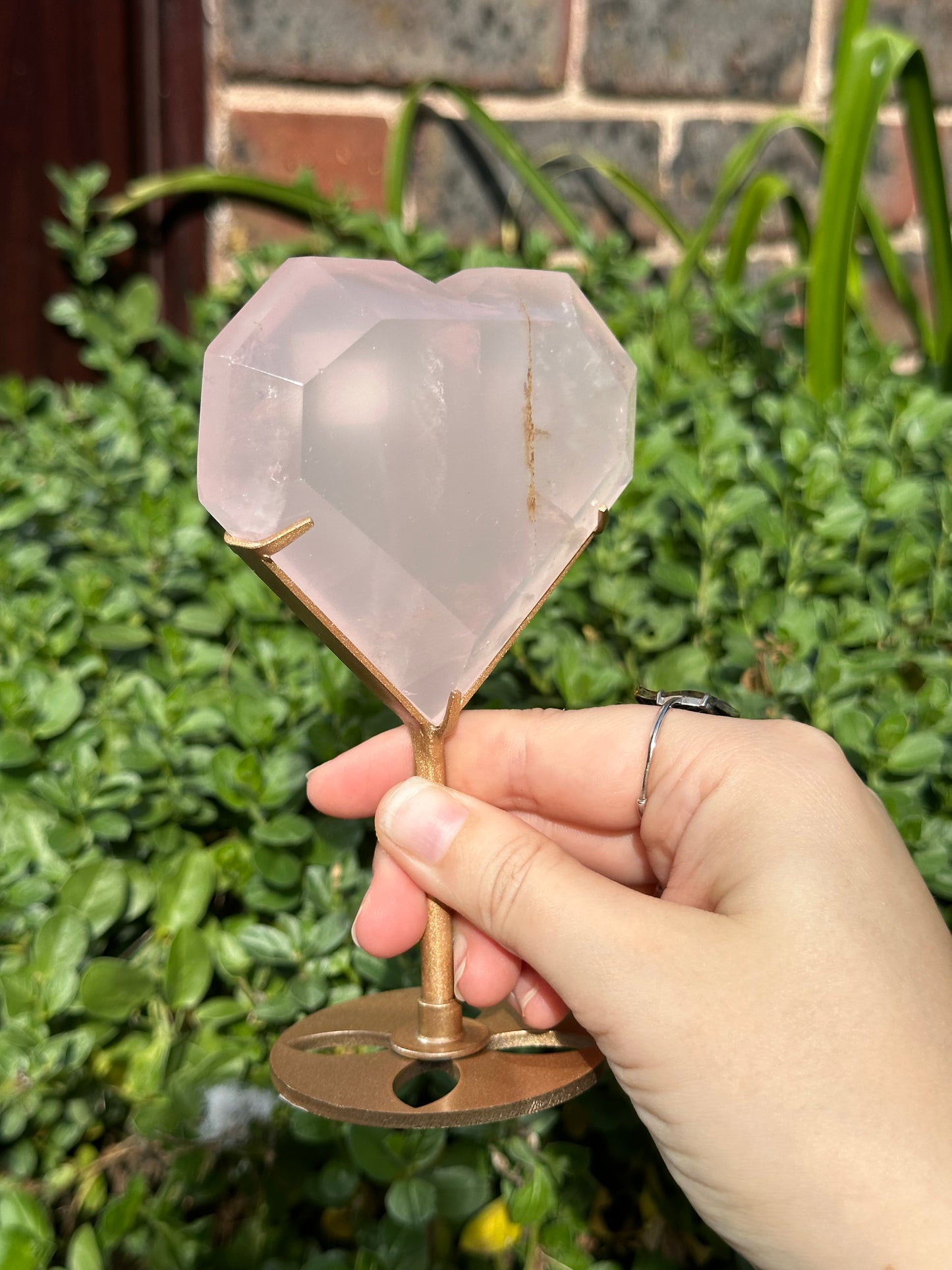 Rose Quartz Heart on a Stand