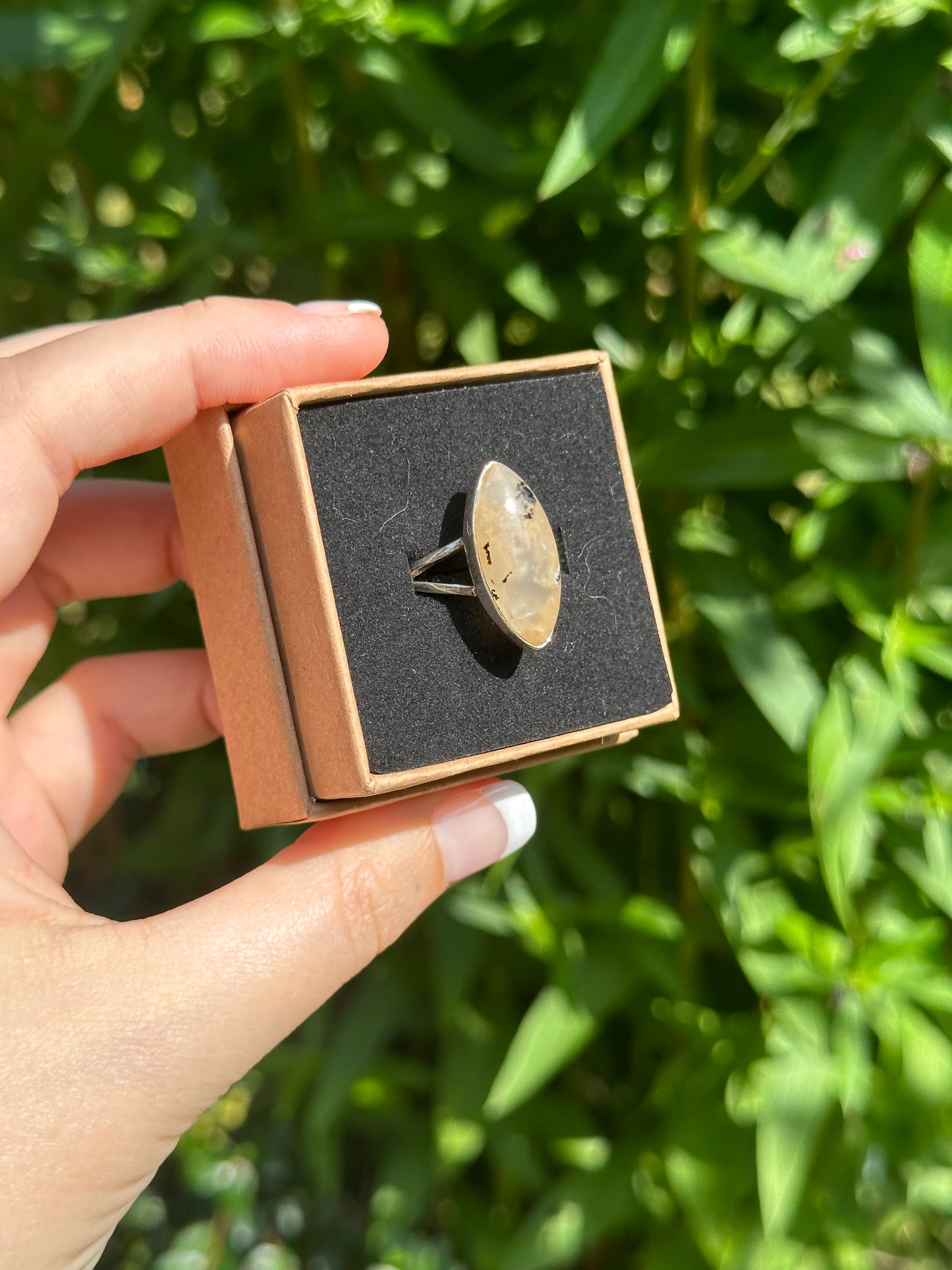 Tiger Agate Ring Size O (925 Sterling Silver)