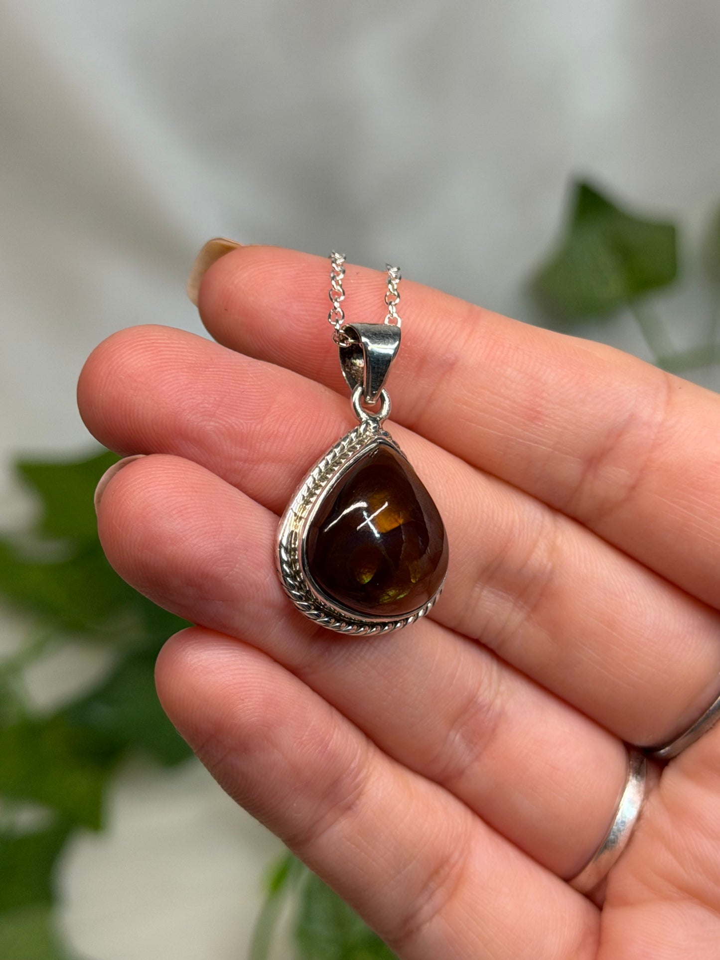 Teardrop Fire Agate Pendant (925 Sterling Silver)