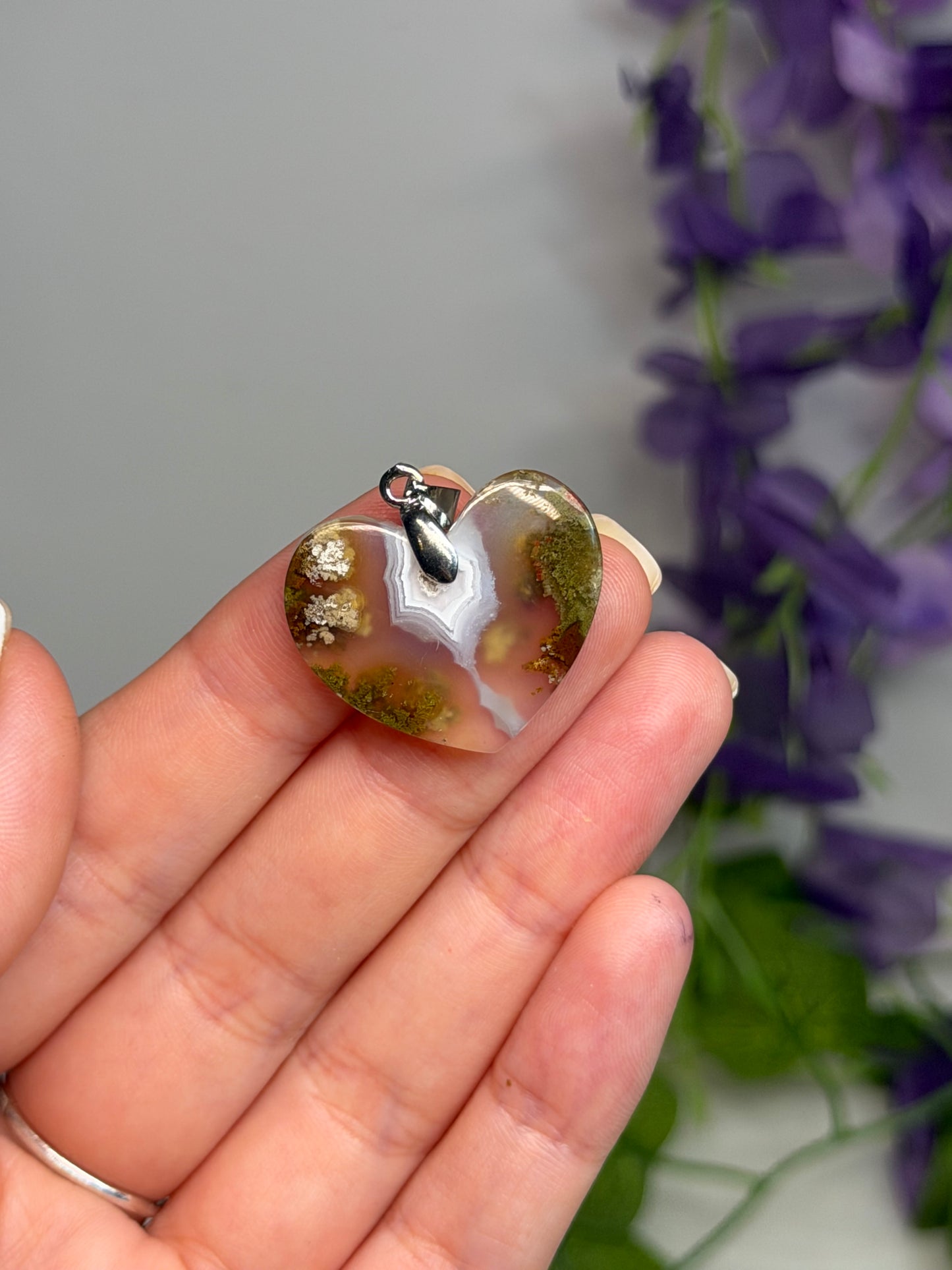 Scenic Moss Agate Heart Pendant