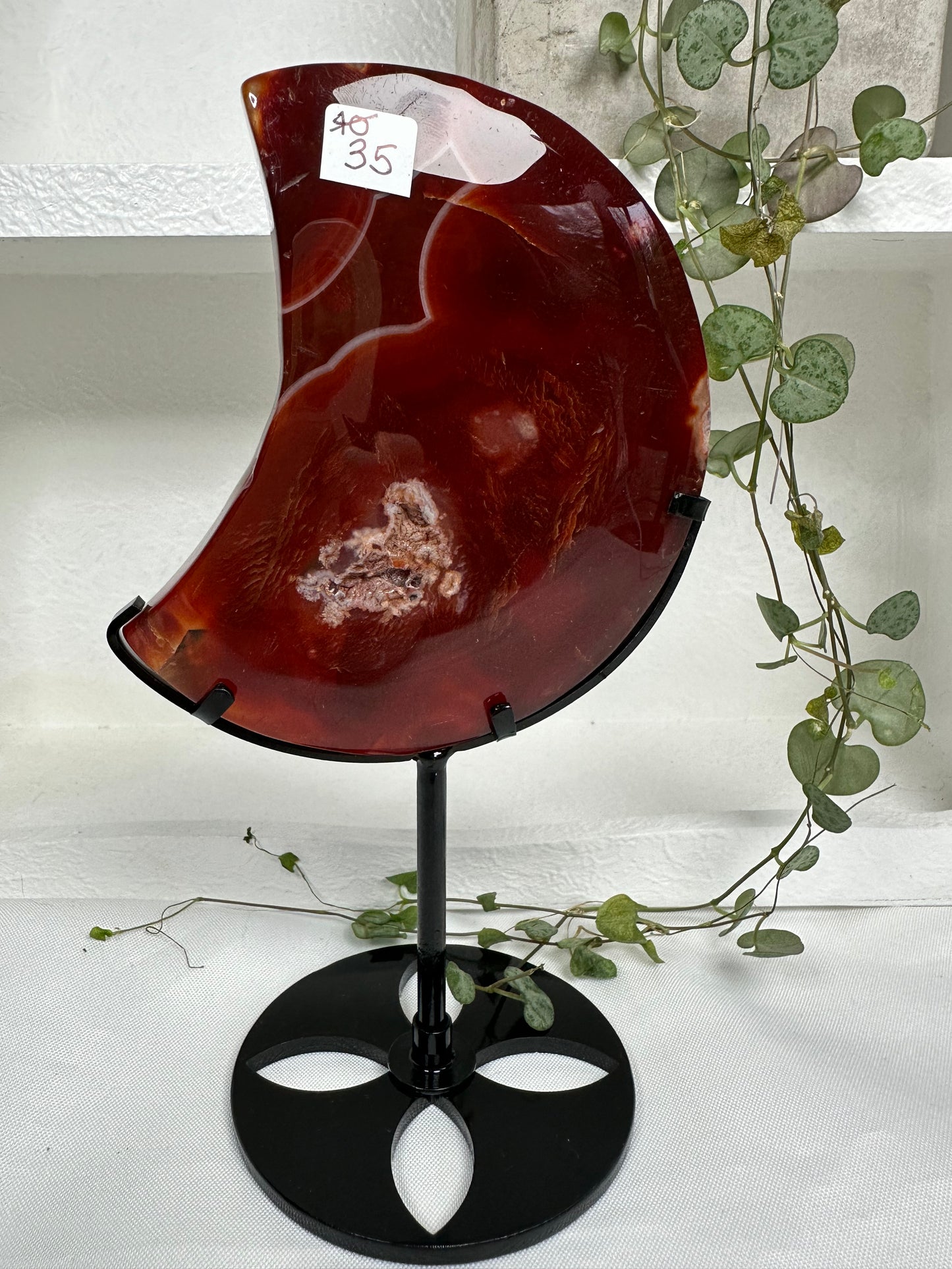 Red Agate Moon on a Stand (Dyed Agate)