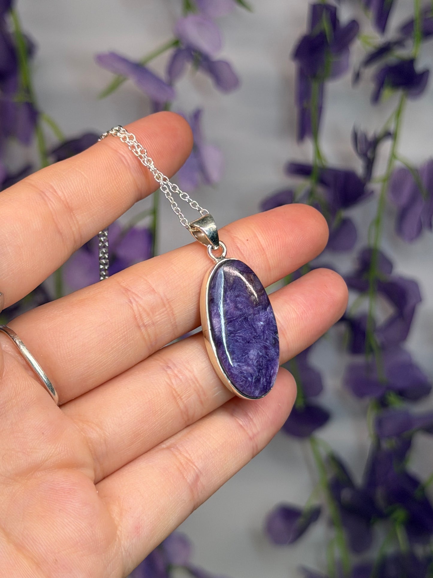 Charoite Pendant (925 Sterling Silver)