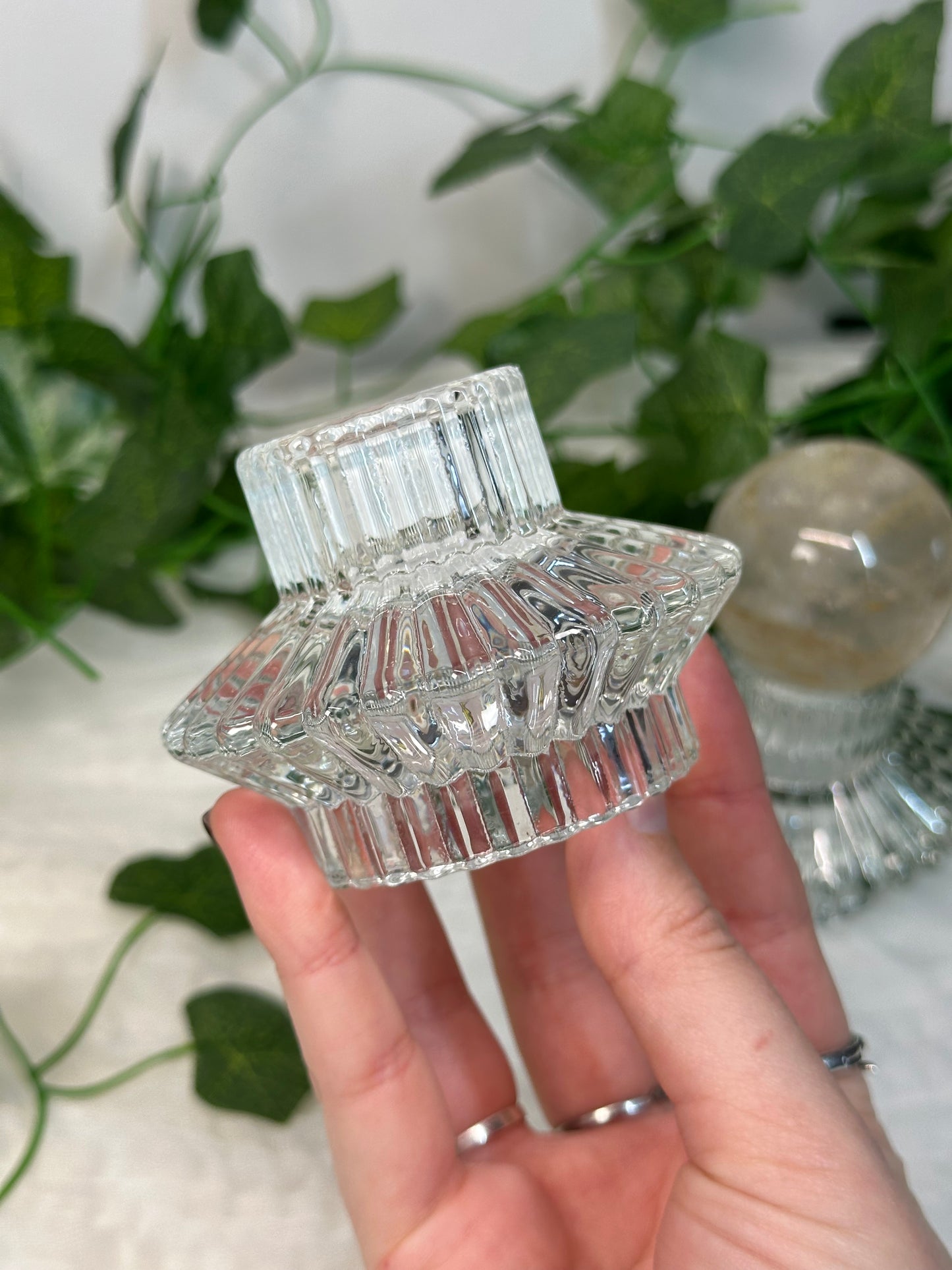 Clear Glass Sphere / Candle Holder