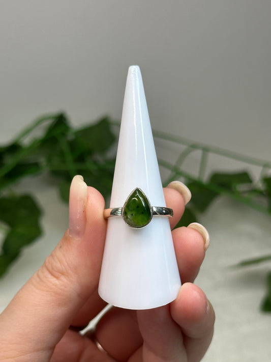 Chrome Chalcedony Ring Size O1/2 (925 Sterling Silver)
