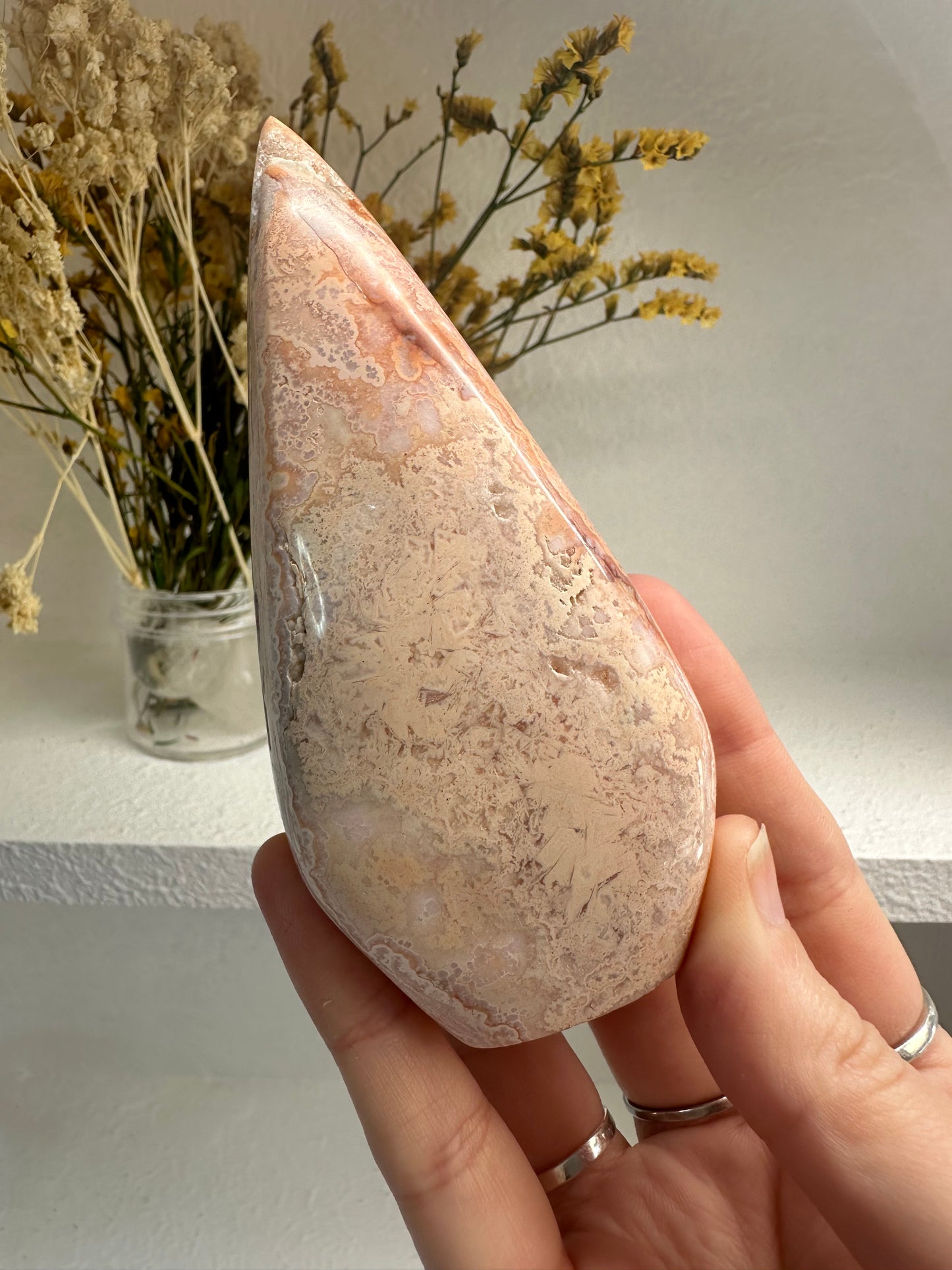 Peach Crazy Lace Agate Shield B