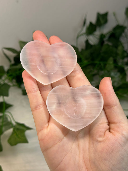 Selenite Heart Sphere Stands