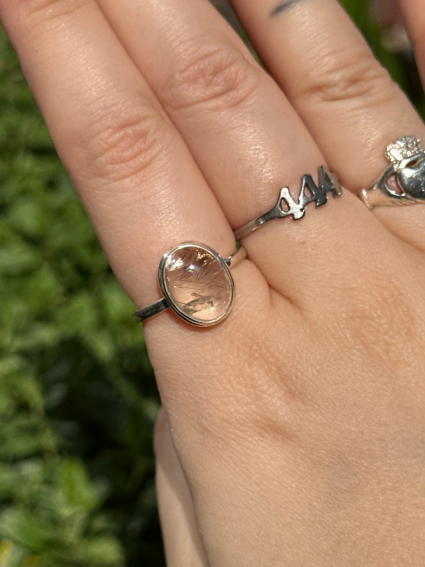 Size Q Rutile in Quartz Ring (925 Sterling Silver)
