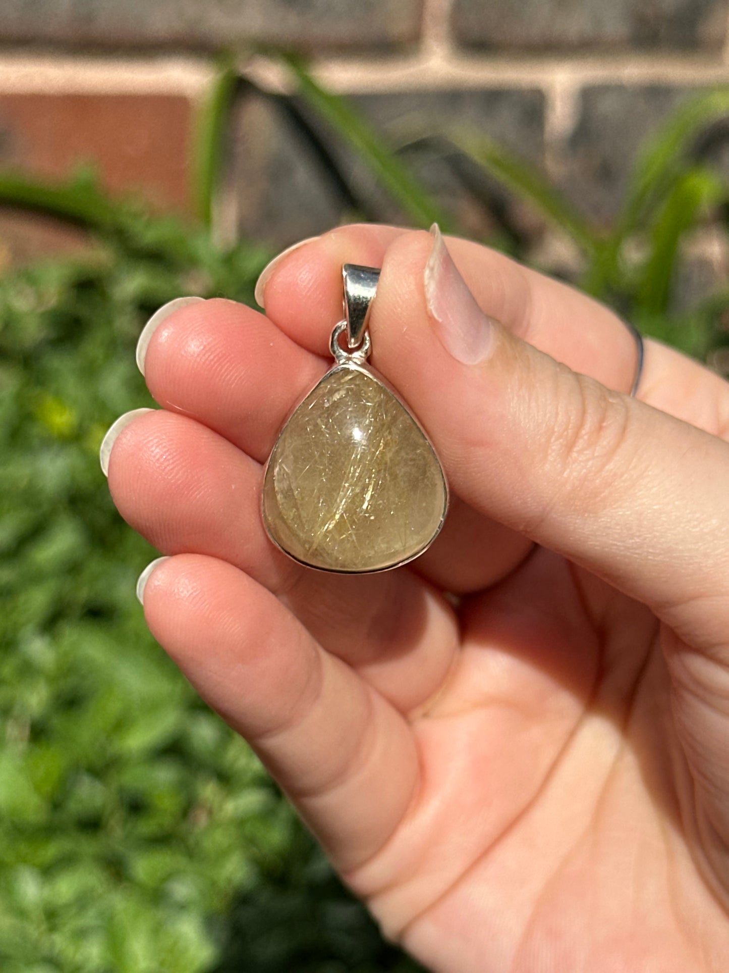 Rutile in Quartz Pendant (925 Sterling Silver)
