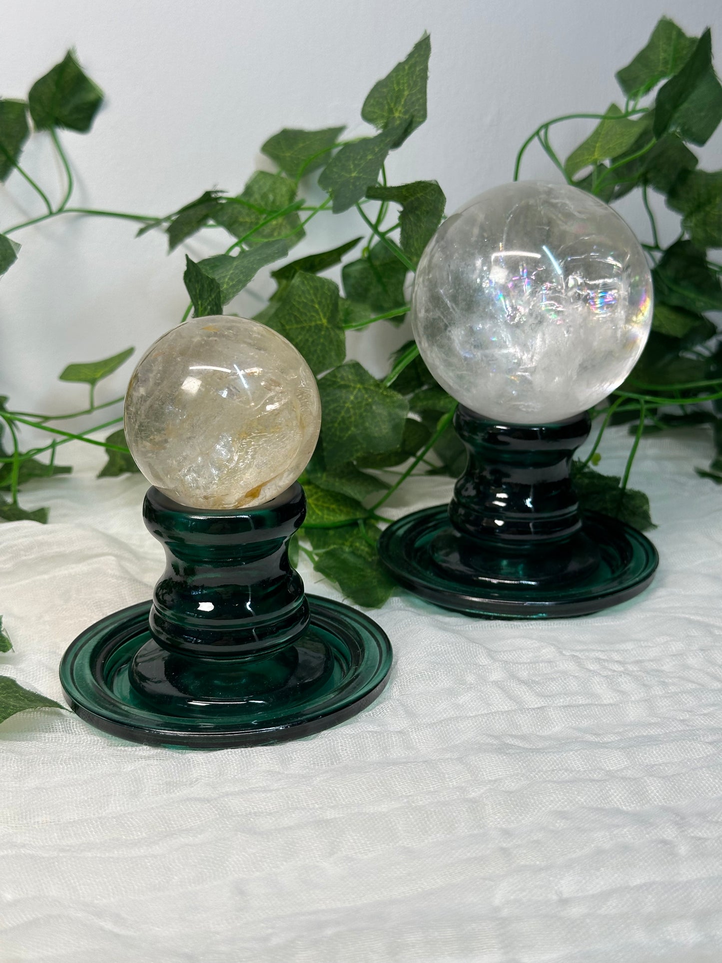 Green Glass Sphere / Candle Holder