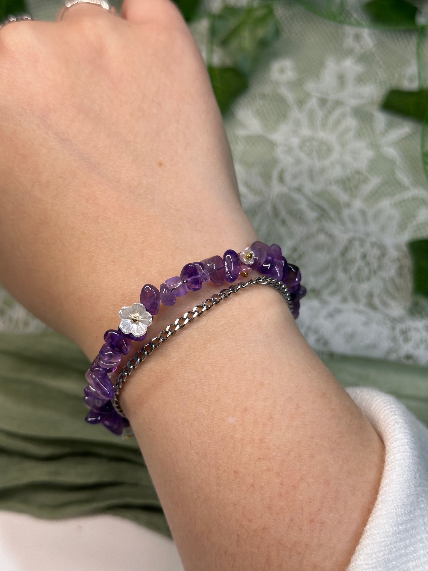 Amethyst Wired Chip Bracelet