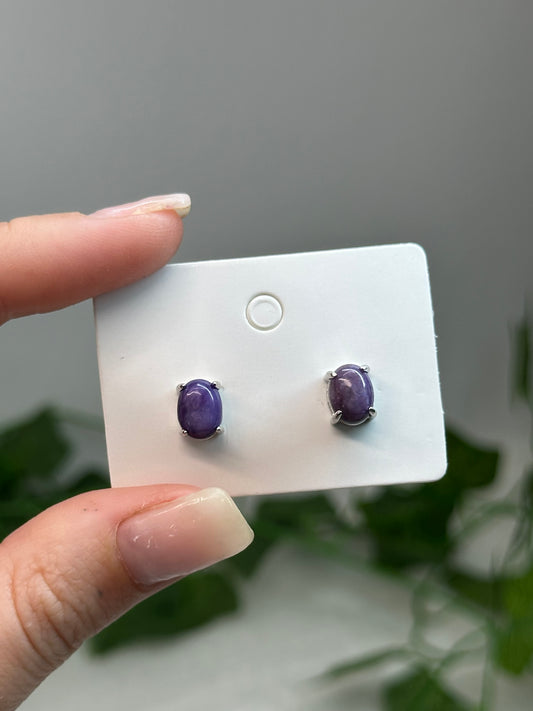 Charoite Studs (925 Sterling Silver)