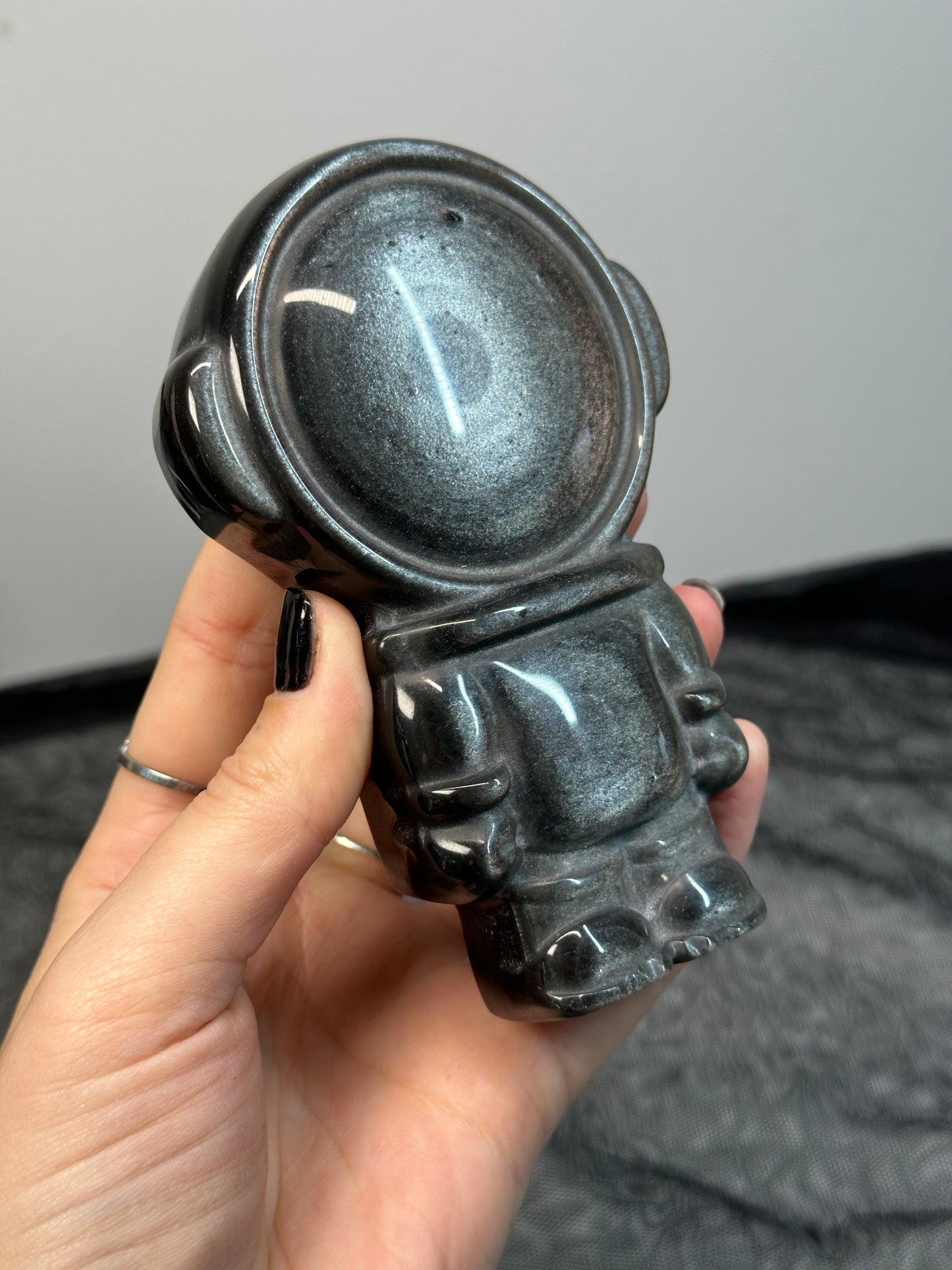 Silver Sheen Obsidian Astronaut