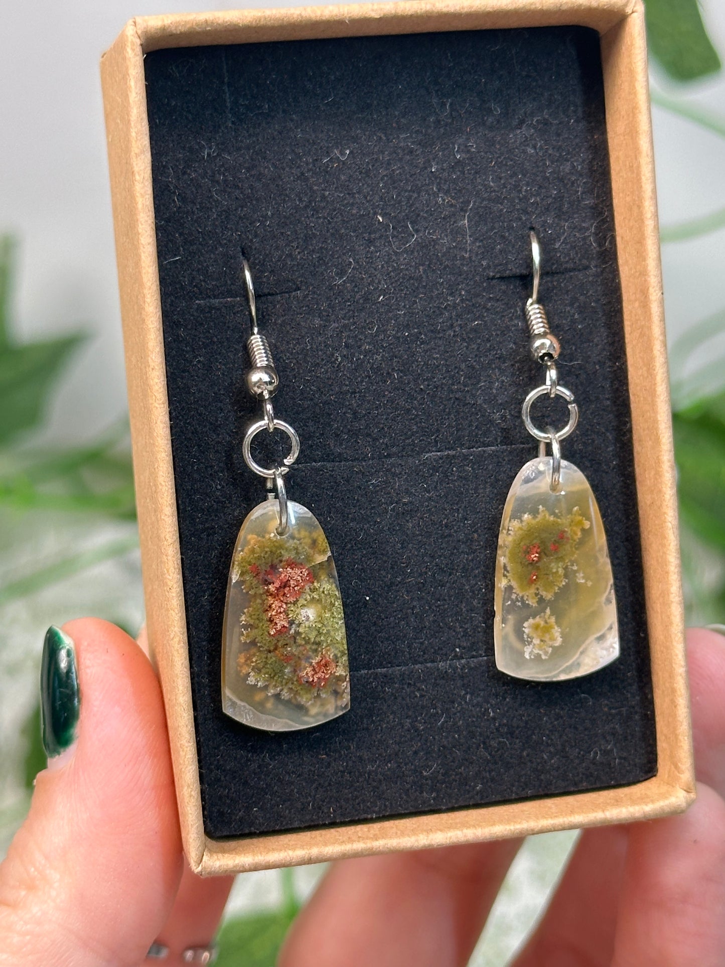 Scenic Moss Agate Bell Earring (925 sterling Silver)