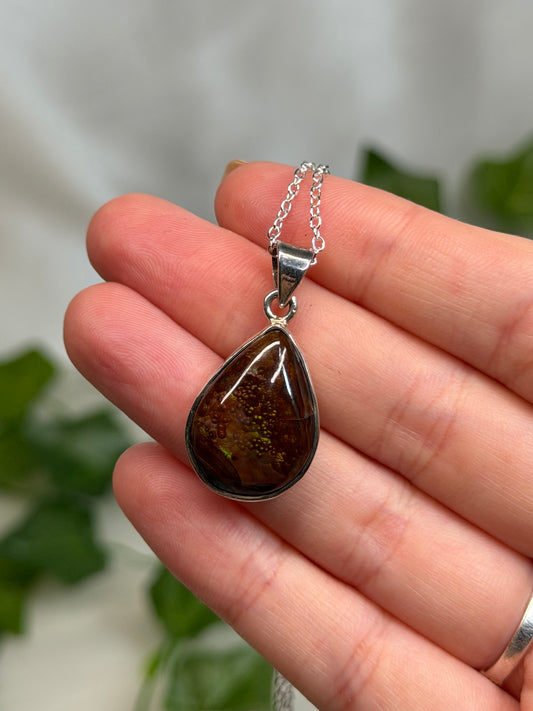 Fire Agate Pendant (925 Sterling Silver) A