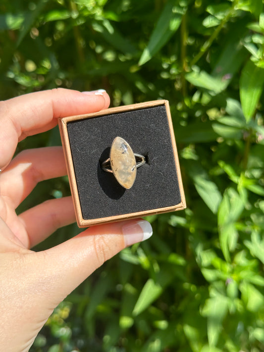 Tiger Agate Ring Size O (925 Sterling Silver)