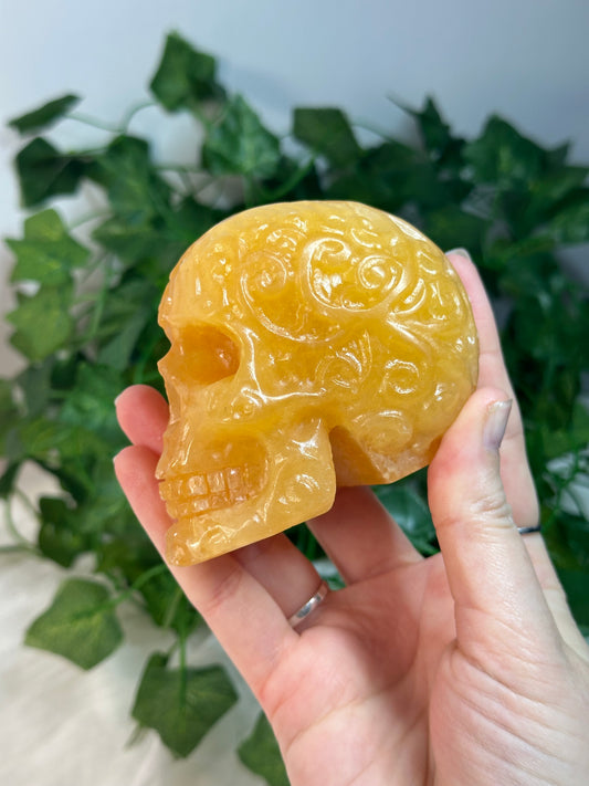 Orange Calcite Skull