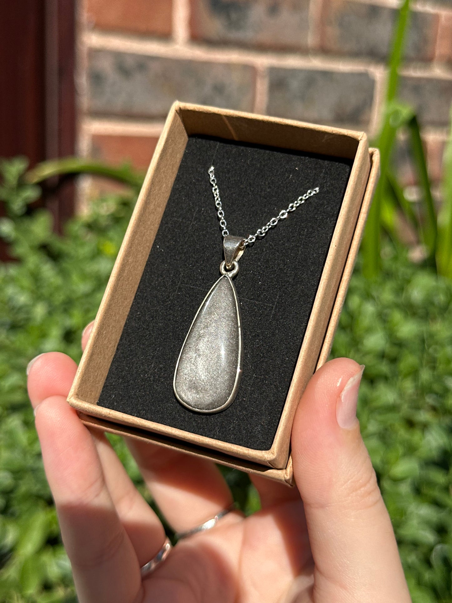 Silver Sheen Obsidian Pendant (925 Sterling Silver)
