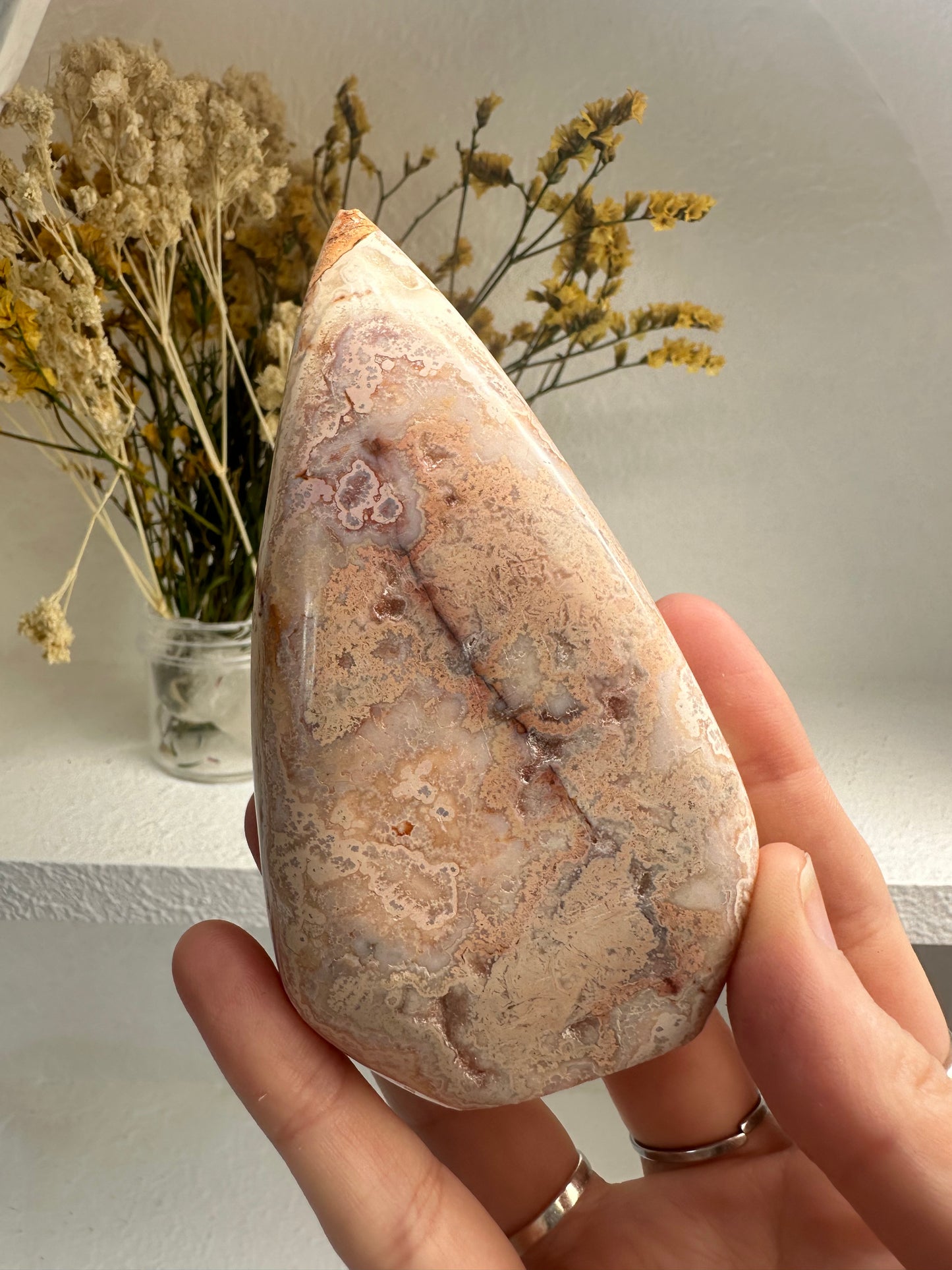 Imperfect Peach Crazy Lace Agate Shield A
