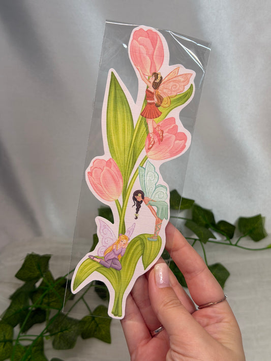 Pink Tulip Cardboard Bookmark