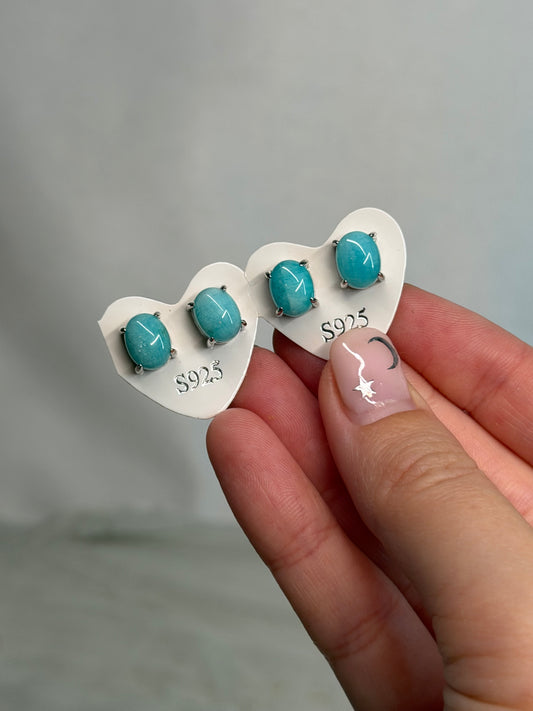 Amazonite Studs (925 Sterling Silver)