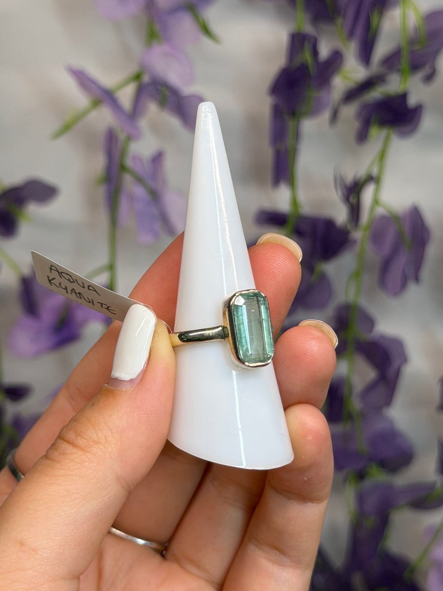 Aqua Kyanite Size Q Ring (925 Sterling Silver)