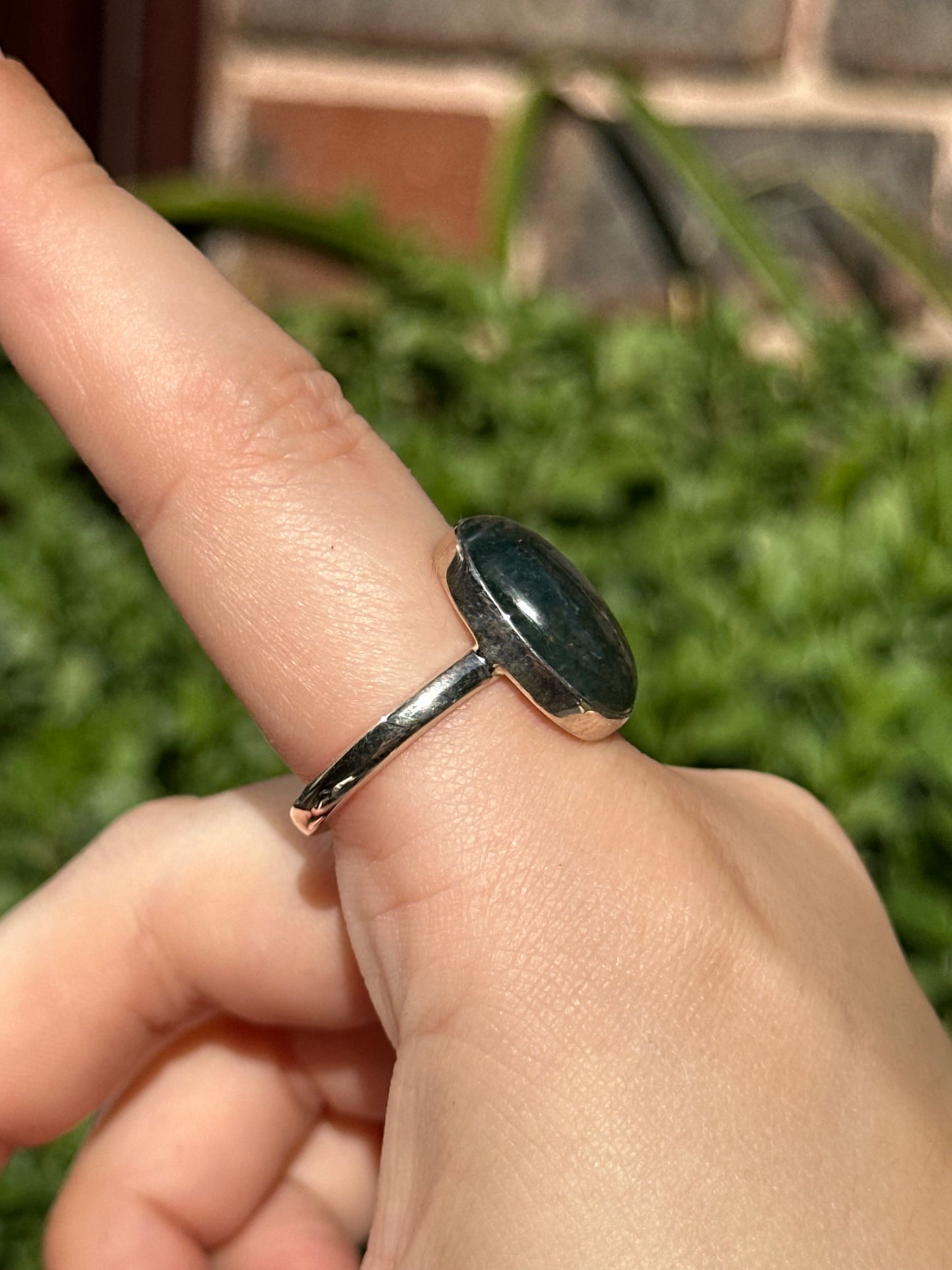 Size U Moss Agate Ring (925 Sterling Silver)