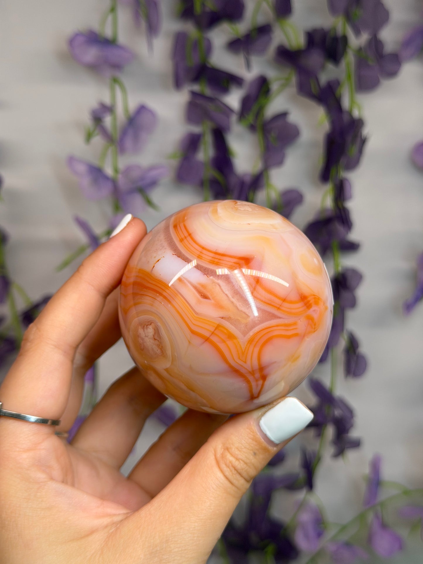 6.3cm Flower Agate x Carnelian Sphere