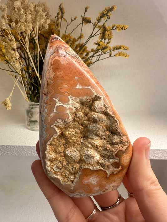 Imperfect Peach Crazy Lace Agate Shield A