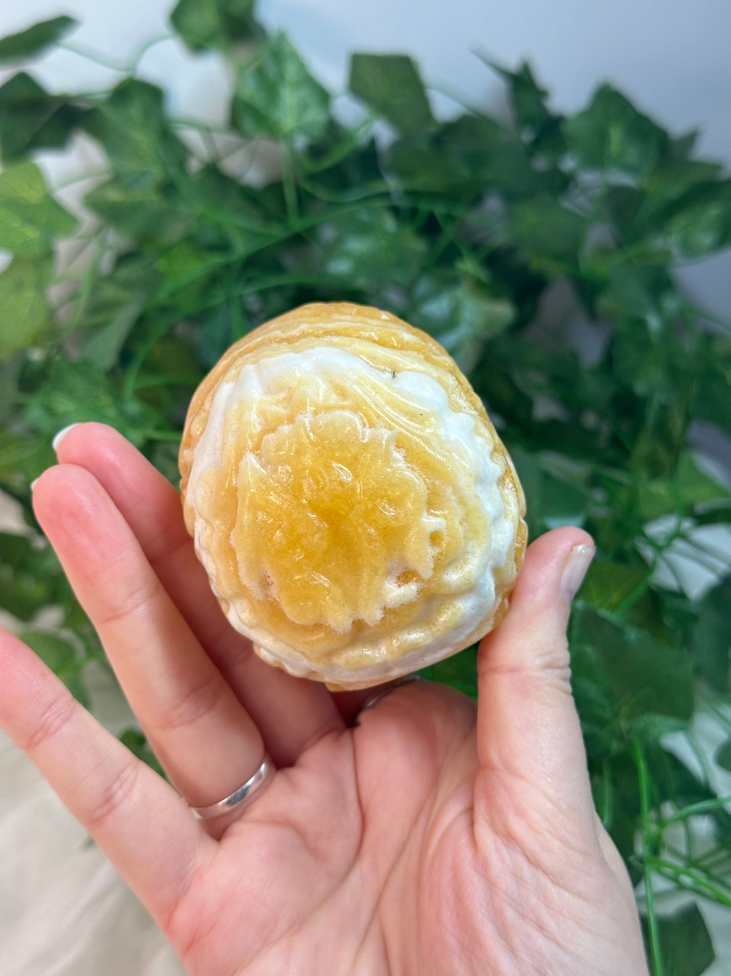Banded Orange Calcite Skull