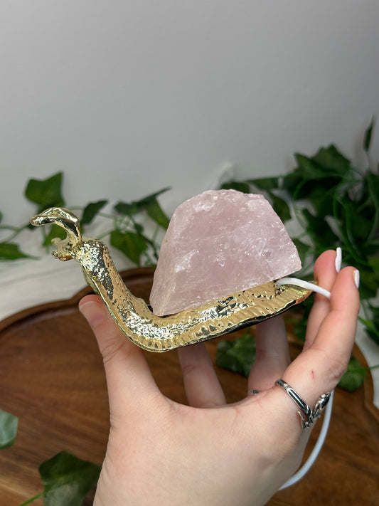 Rose Quartz Snail Lamp