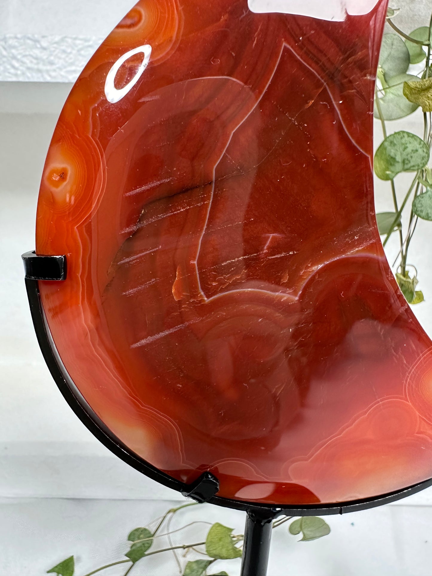 Red Agate Moon on a Stand (Dyed Agate)