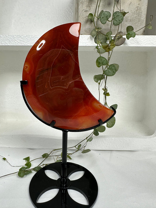 Red Agate Moon on a Stand (Dyed Agate)