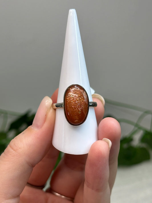 Sunstone Ring Size S1/2 (925 Sterling Silver)