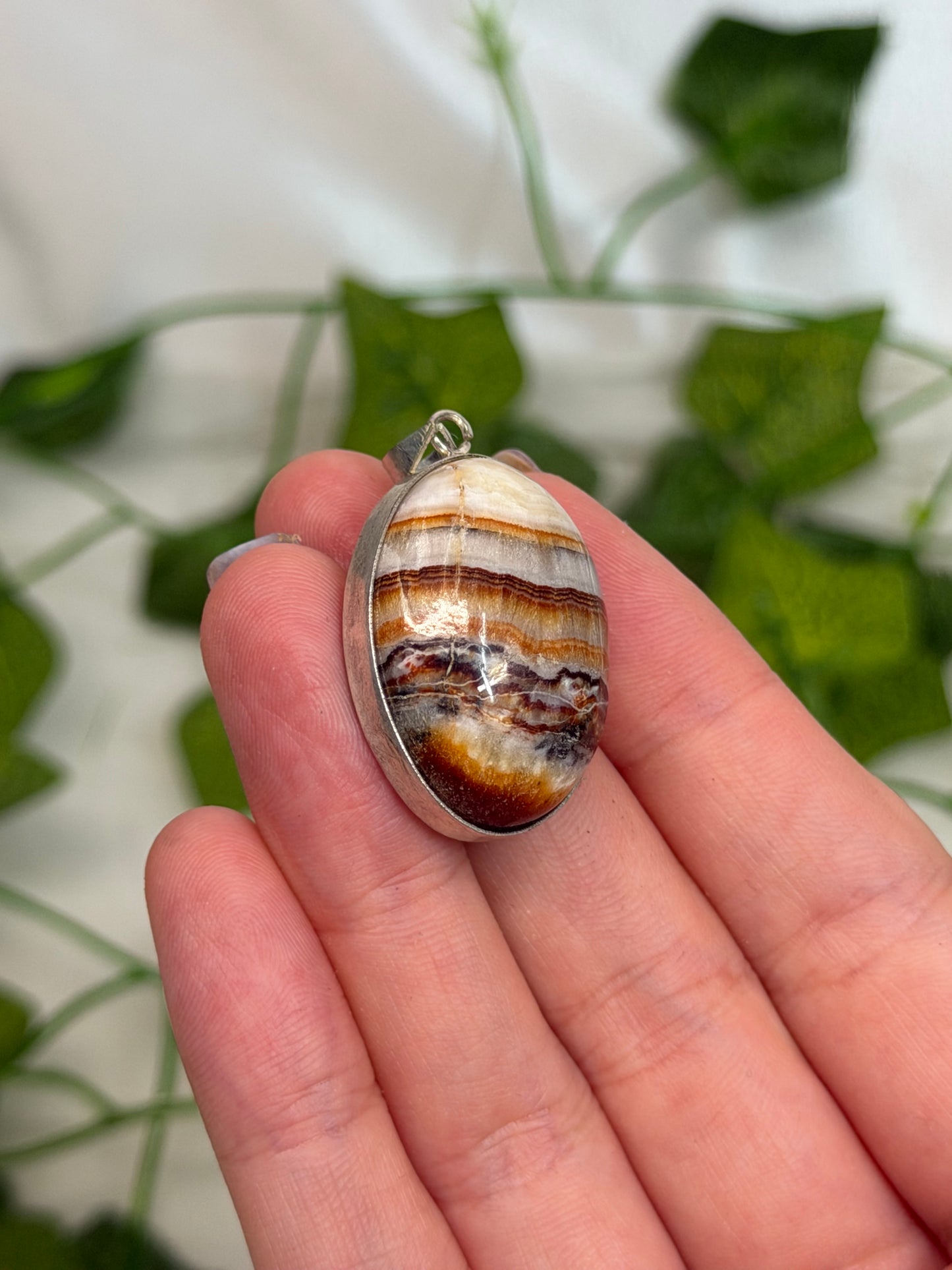 Brown Aragonite Pendant (Stainless Steel)