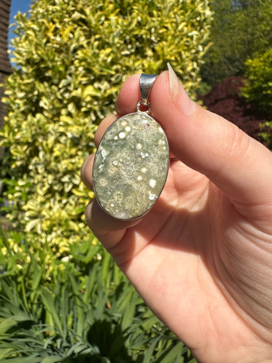 Ocean Jasper Pendant D (925 Sterling Silver)