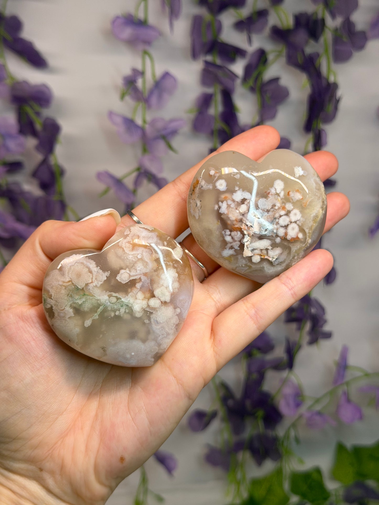 Flower Agate Hearts