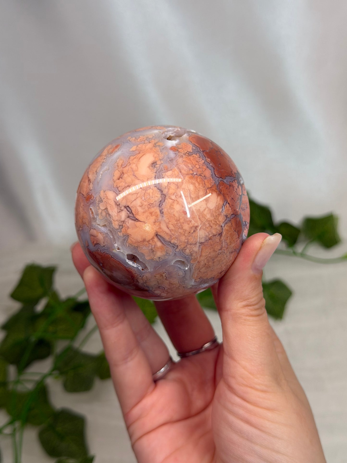 6.5cm Pink Petal Agate Sphere