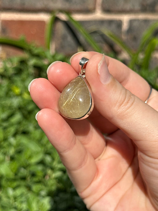 Rutile in Quartz Pendant (925 Sterling Silver)