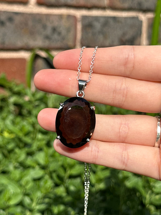 Statement Smoky Quartz Pendant (925 Sterling Silver)