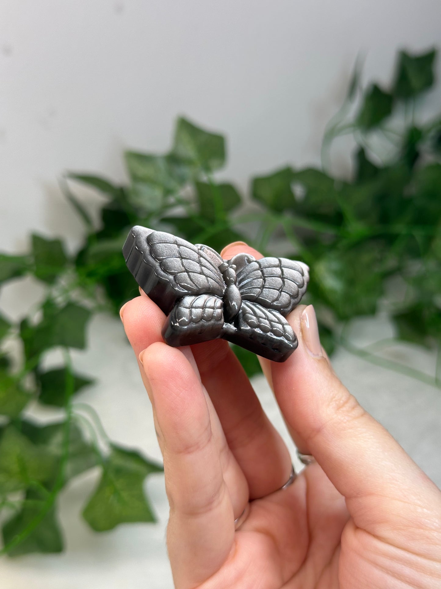 Silver Obsidian Butterfly