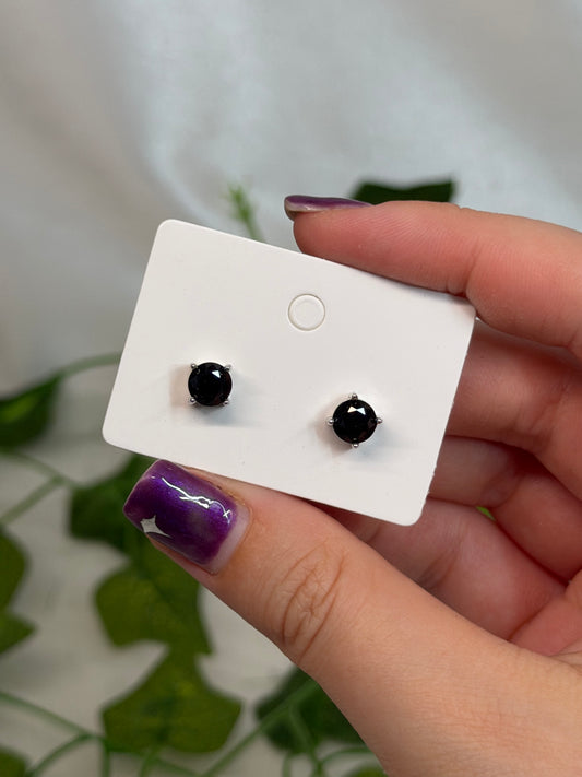 Black Spinel Studs (925 Sterling Silver)