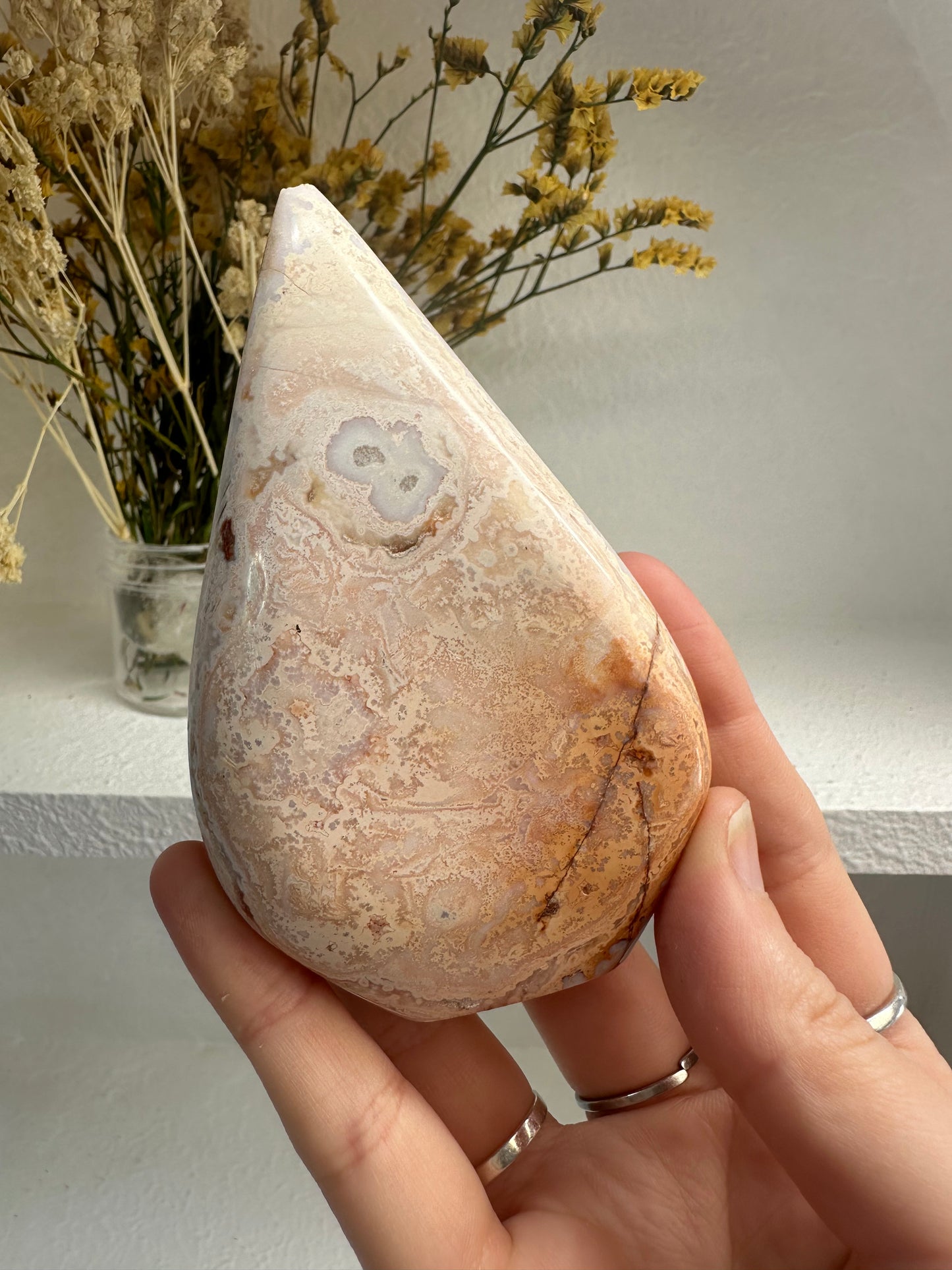 Imperfect Peach Crazy Lace Agate Shield B