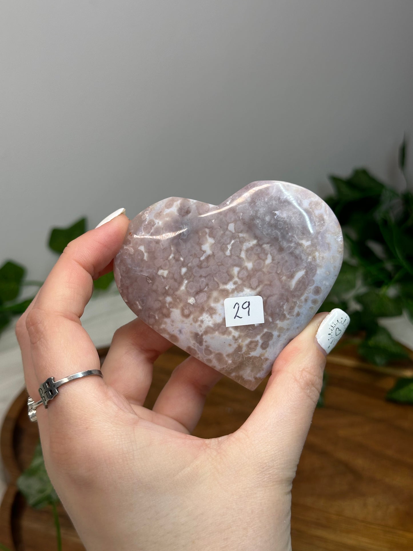 Flower Agate X Pink Amethyst Heart