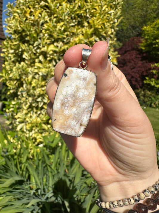 Ocean Jasper Pendant C (925 Sterling Silver)