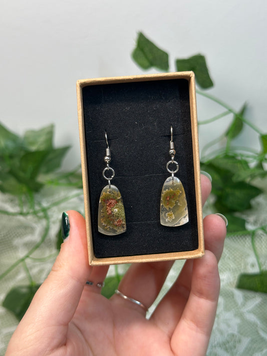 Scenic Moss Agate Bell Earring (925 sterling Silver)