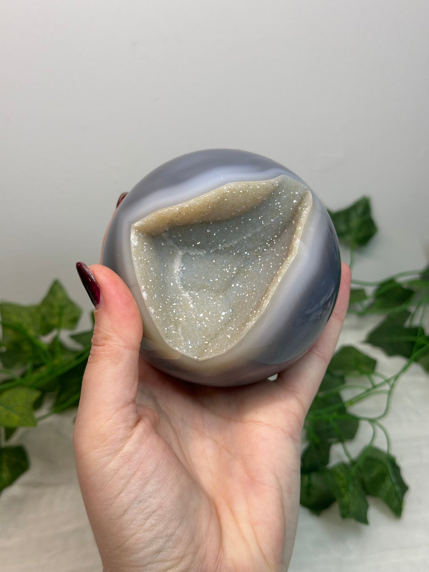 Druzy Agate Sphere with stand
