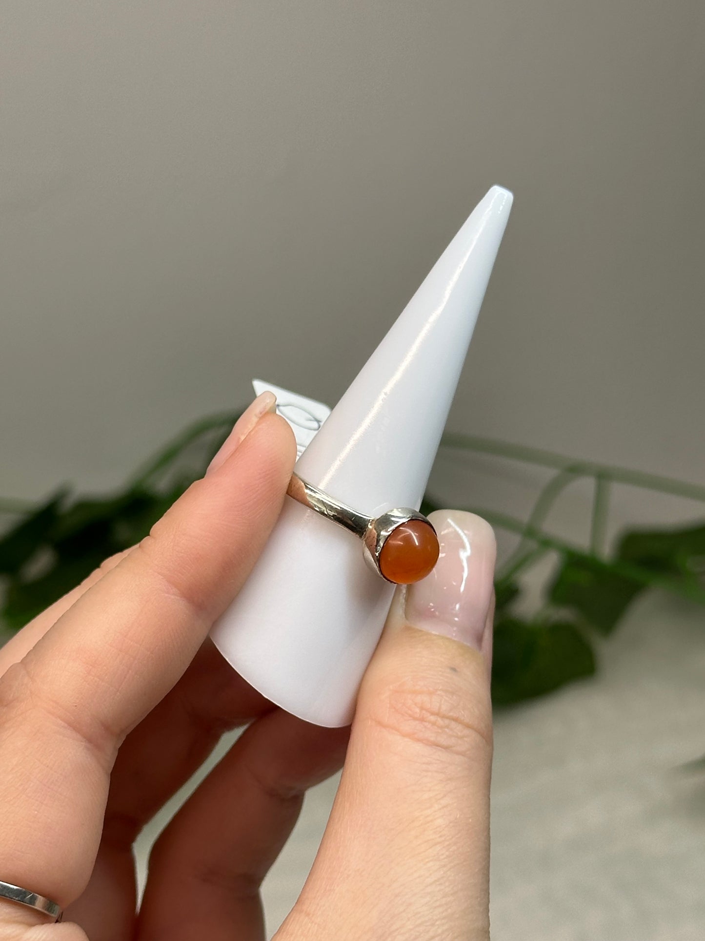 Carnelian Ring Size Q (925 Sterling Silver)
