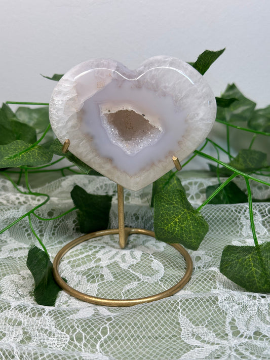 Druzy Agate Heart on a Stand