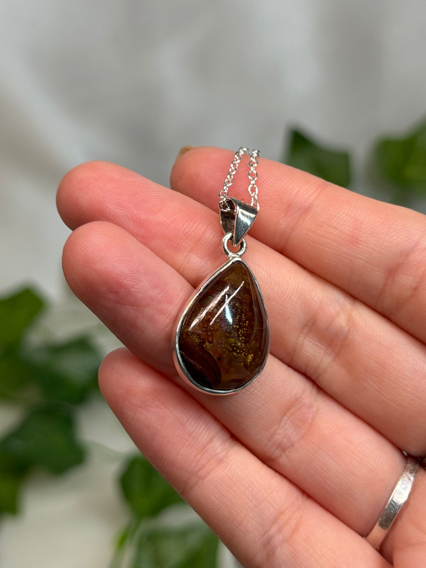 Fire Agate Pendant (925 Sterling Silver) A