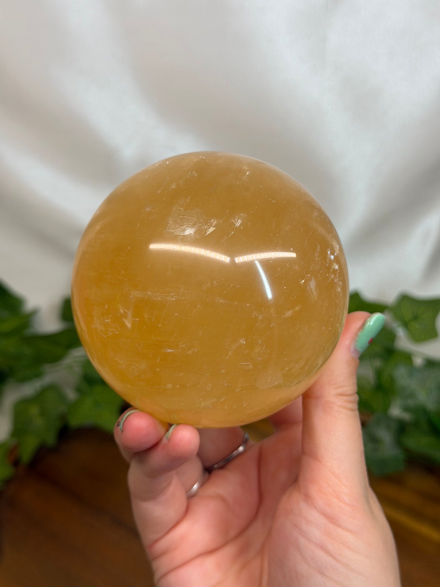 8cm Golden Calcite Sphere